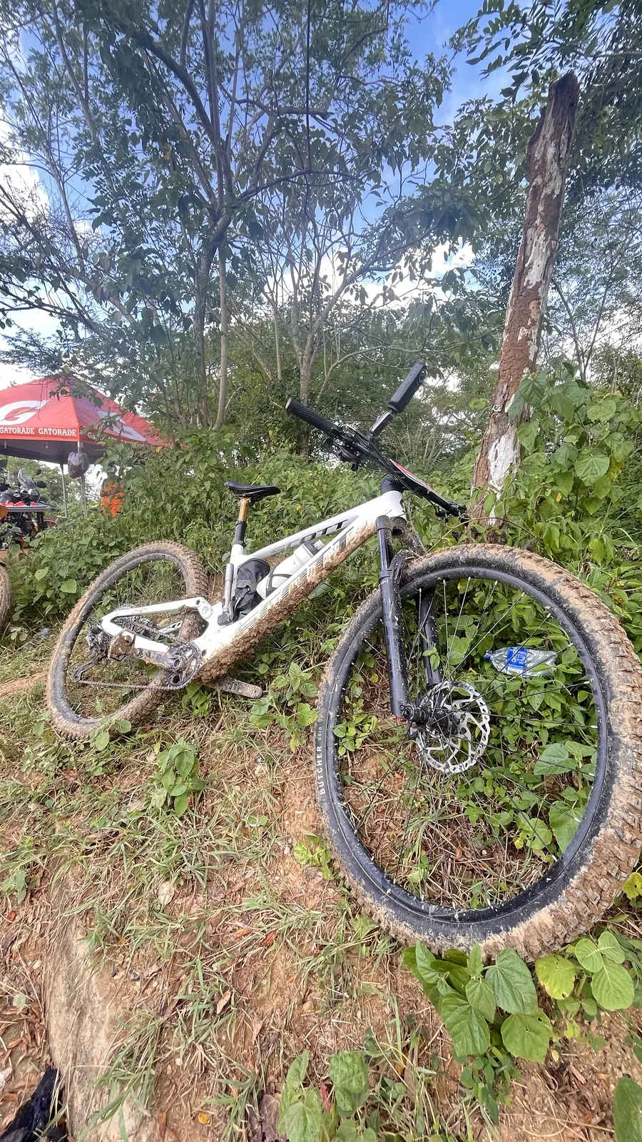 Bicicleta de montaña ubicada junto al sendero de la travesía.